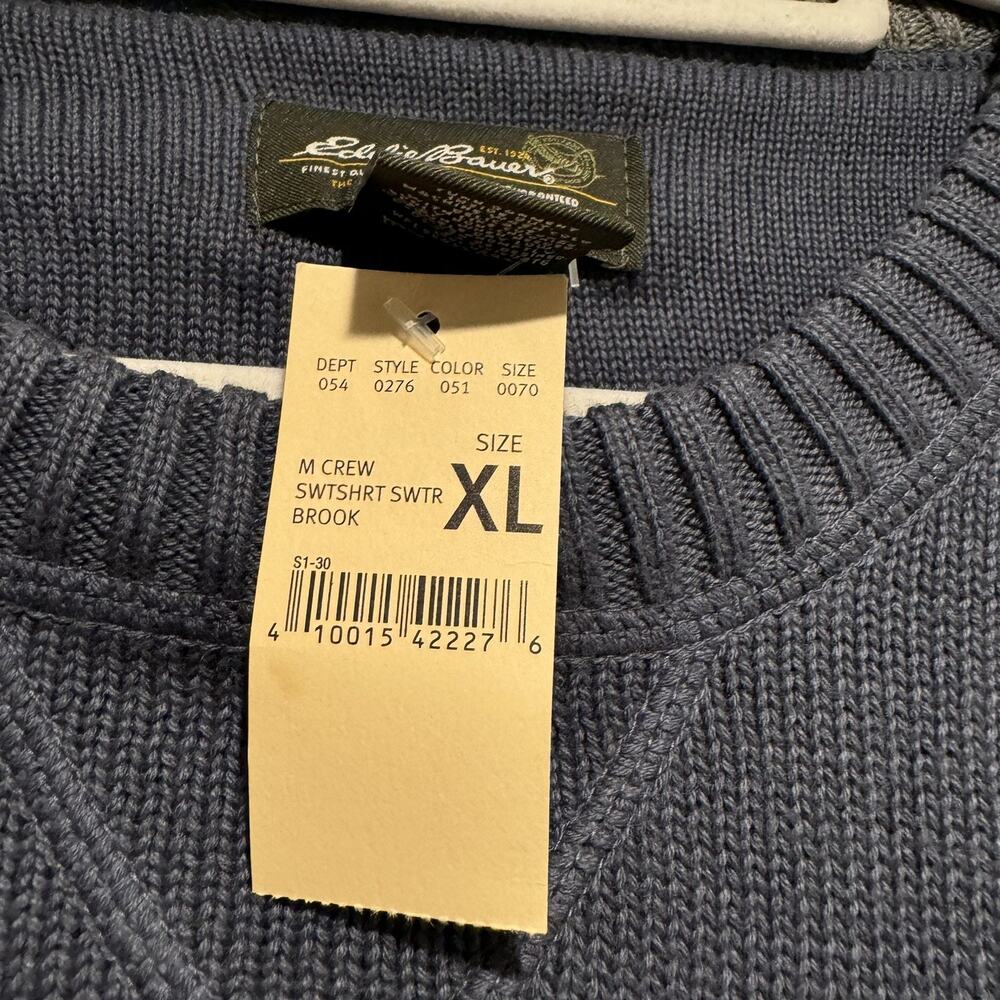 Eddie Bauer Cotton Sweater Blue Gray NEW Mens XL - Picture 4 of 5
